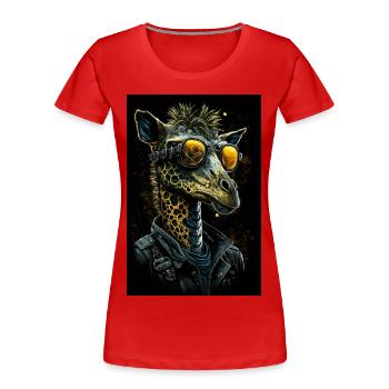 Coole Punk Giraffe - Frauen Premium Bio T-Shirt - Rot - Vorne - Mia (176cm)