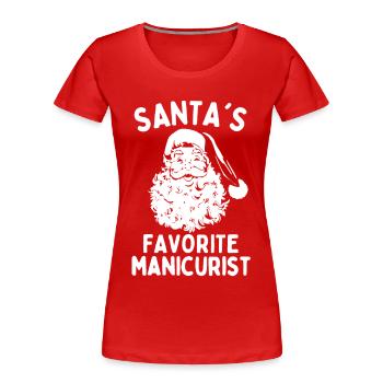 Noël préféré des pères Noël manucure drôle - T-shirt bio Premium Femme - rouge - Devant - Mia (176cm)