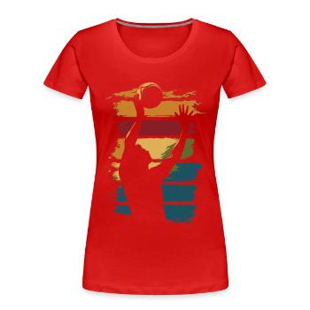 Volleyball Vintage Silhouette Volleyballspieler - Frauen Premium Bio T-Shirt - Rot - Vorne - Mia (176cm)