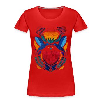 Amoureux | Design coloré ethnique - T-shirt bio Premium Femme - rouge - Devant - Mia (176cm)