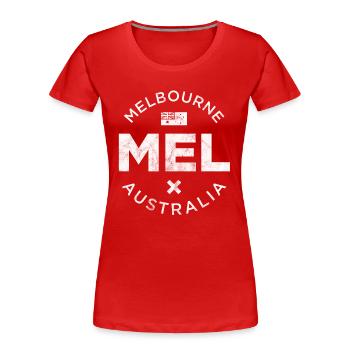 MEL, Melbourne Australien - Frauen Premium Bio T-Shirt - Rot - Vorne - Mia (176cm)