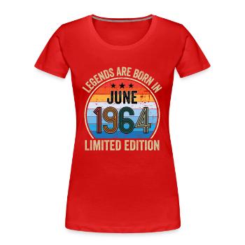 Legends Are Born In June 1964 Limited Edition - Women's Premium Organic T-Shirt - red - Front - Mia (176cm)