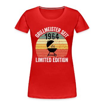 60. Geburtstag - Grillmeister Seit 1964 - Frauen Premium Bio T-Shirt - Rot - Vorne - Mia (176cm)
