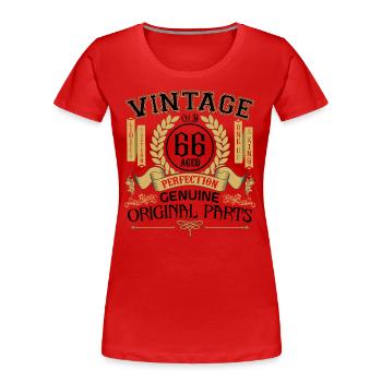 Vintage 66 ans - cadeau d’anniversaire 66 ans !!! - T-shirt bio Premium Femme - rouge - Devant - Mia (176cm)
