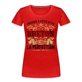 Breton | le Meilleur cadeau Breton - T-shirt bio Premium Femme - rouge - Devant - Mia (176cm)