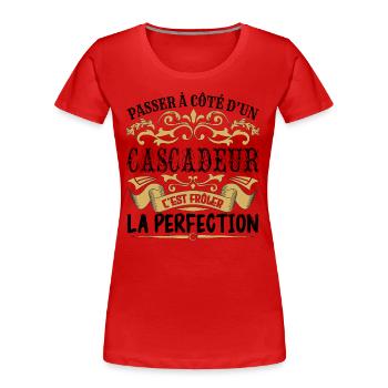 Cascadeur | le Meilleur cadeau Cascadeur - T-shirt bio Premium Femme - rouge - Devant - Mia (176cm)