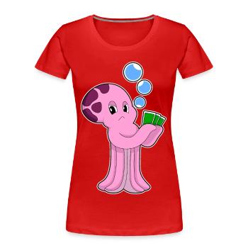 Krake Poker Pokerkarten - Frauen Premium Bio T-Shirt - Rot - Vorne - Mia (176cm)