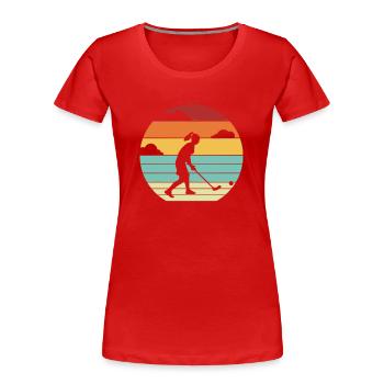 Hockey Spielerin Retro Feldhockeyspielerin Vintage - Frauen Premium Bio T-Shirt - Rot - Vorne - Mia (176cm)