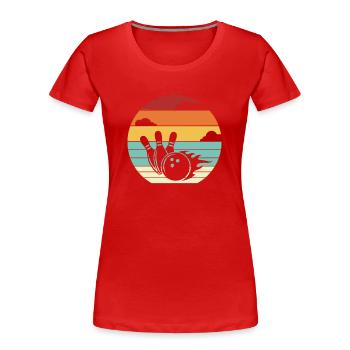 Bowling Team Kegeln Retro Kegler Bowler Vintage - Frauen Premium Bio T-Shirt - Rot - Vorne - Mia (176cm)