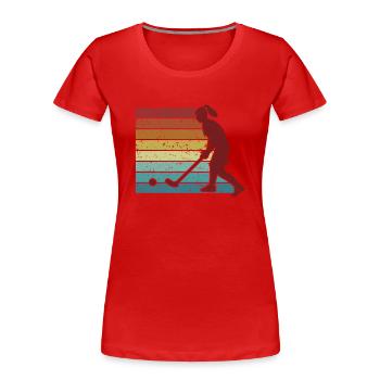 Hockey Spielerin Retro Feldhockeyspielerin Vintage - Frauen Premium Bio T-Shirt - Rot - Vorne - Mia (176cm)