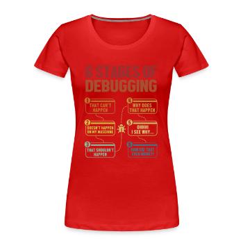 Les 6 étapes du débogage Ingénieur logiciel - T-shirt bio Premium Femme - rouge - Devant - Mia (176cm)
