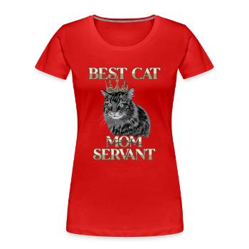 Best Cat Mom Servant chaton chat de gouttière - T-shirt bio Premium Femme - rouge - Devant - Mia (176cm)