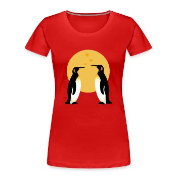 Penguin Couple Seevogel Königspinguin - Frauen Premium Bio T-Shirt - Rot - Vorne - Mia (176cm)