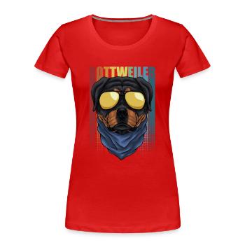 Vierbeiner Wauwau Rüde Hundebesitzer Rottweiler - Frauen Premium Bio T-Shirt - Rot - Vorne - Mia (176cm)