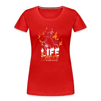Feuerwehr Präsent Feuerwehrmann Papa Notruf Sirene - Frauen Premium Bio T-Shirt - Rot - Vorne - Mia (176cm)
