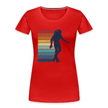 Taucherbrille Tauchermaske Taucherflossen Taucher - Frauen Premium Bio T-Shirt - Rot - Vorne - Mia (176cm)