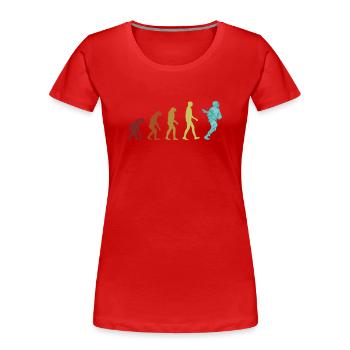 Entraîneur de crosse Evolution Polo Crosse Intercrosse - T-shirt bio Premium Femme - rouge - Devant - Mia (176cm)