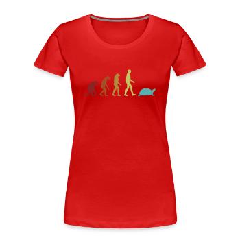 Tortue Evolution Tortue d’eau Tortue - T-shirt bio Premium Femme - rouge - Devant - Mia (176cm)