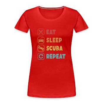 Manger Sommeil Plongée Plongée Répéter Lunettes Masque de plongée - T-shirt bio Premium Femme - rouge - Devant - Mia (176cm)