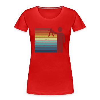 Retro Kröte Kaulquappe Laubfrosch Frosch Fänger - Frauen Premium Bio T-Shirt - Rot - Vorne - Mia (176cm)
