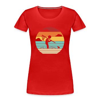 Retro Kaulquappe Laubfrosch Kröte Frosch Fänger - Frauen Premium Bio T-Shirt - Rot - Vorne - Mia (176cm)