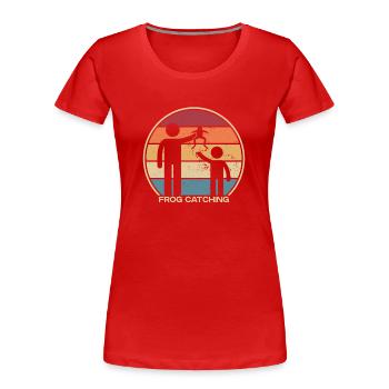 Frog Catching Laubfrosch Kröte Kaulquappe Frosch - Frauen Premium Bio T-Shirt - Rot - Vorne - Mia (176cm)