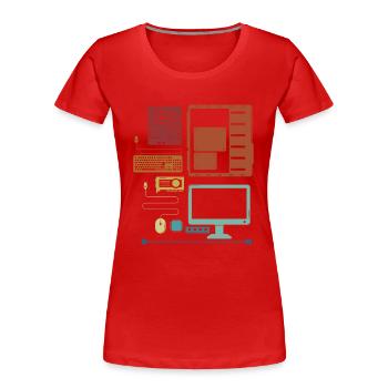 Retro Hardware Admin IT-Betrieb Informatiker - Frauen Premium Bio T-Shirt - Rot - Vorne - Mia (176cm)