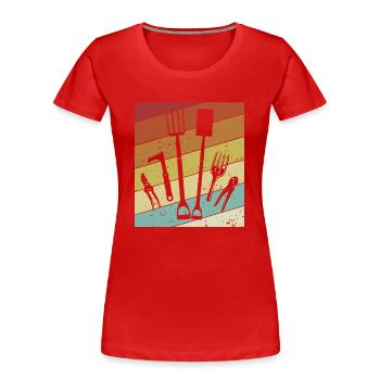 Retro allotment garden horticulture allotment garden - Women's Premium Organic T-Shirt - red - Front - Mia (176cm)