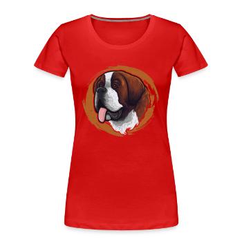 Rüde Vierbeiner Wauwau Hundebesitzer Bernhardiner - Frauen Premium Bio T-Shirt - Rot - Vorne - Mia (176cm)