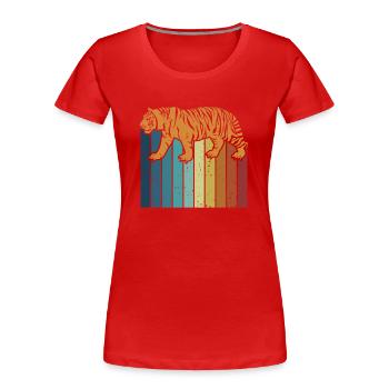 Retro Big Cat King Tiger Wildcat Siberian - Women's Premium Organic T-Shirt - red - Front - Mia (176cm)