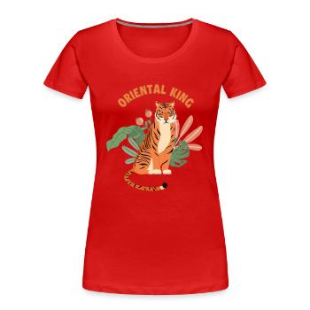 Oriental King Big Cat King Tiger Siberian - Women's Premium Organic T-Shirt - red - Front - Mia (176cm)