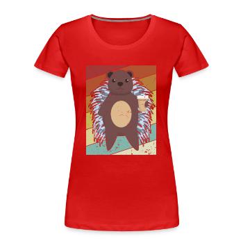 Retro Hystricidae Stacheltier Nordamerika - Frauen Premium Bio T-Shirt - Rot - Vorne - Mia (176cm)