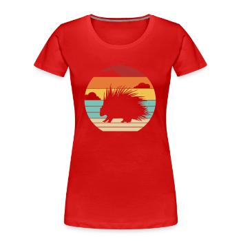 Retro Nordamerikanische Hystricidae Stacheltier - Frauen Premium Bio T-Shirt - Rot - Vorne - Mia (176cm)