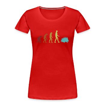 Stachelschwein-Evolution Hystricidae Stacheltier - Frauen Premium Bio T-Shirt - Rot - Vorne - Mia (176cm)