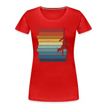 Retro-Gymnastik Aerial Yoga Luftakrobatänzer - Frauen Premium Bio T-Shirt - Rot - Vorne - Mia (176cm)