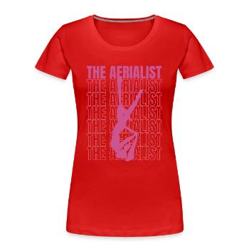 Der Luftakrobat Luftakrobat Gymnastik Aerial Yoga - Frauen Premium Bio T-Shirt - Rot - Vorne - Mia (176cm)