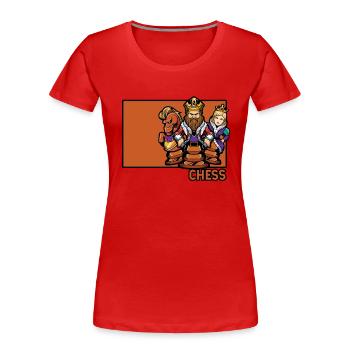 Chess Doodle Chinesischer Hanzi-Dame-Spieler - Frauen Premium Bio T-Shirt - Rot - Vorne - Mia (176cm)