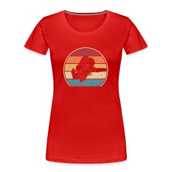 Retro Raumschiff Taikonaut Kosmonaut Raumfahrer - Frauen Premium Bio T-Shirt - Rot - Vorne - Mia (176cm)