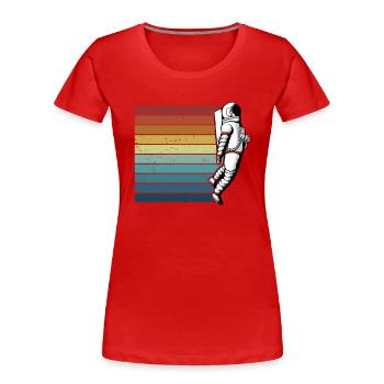 Retro Taikonaut Kosmonaut Raumschiff Raumfahrer - Frauen Premium Bio T-Shirt - Rot - Vorne - Mia (176cm)