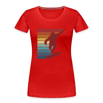 Retro Skater Girl Skaterboy Skatepark Skater - Women's Premium Organic T-Shirt - red - Front - Mia (176cm)
