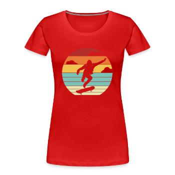 Retro Skatepark Skatergirl Skaterboy Skater - Frauen Premium Bio T-Shirt - Rot - Vorne - Mia (176cm)