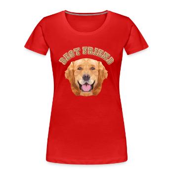 Best Friend Rüde Vierbeiner Wauwau Golden - Frauen Premium Bio T-Shirt - Rot - Vorne - Mia (176cm)