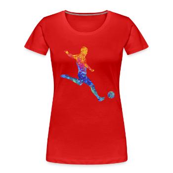 Joueur de football professionnel Dieu du football Joueur de football Buteur - T-shirt bio Premium Femme - rouge - Devant - Mia (176cm)
