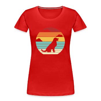 Retro Wauwau Rüde Vierbeiner Hundebesitzer Hund - Frauen Premium Bio T-Shirt - Rot - Vorne - Mia (176cm)