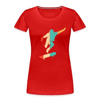 Retro Skatepark Skatergirl Skaterboy Skater - Frauen Premium Bio T-Shirt - Rot - Vorne - Mia (176cm)