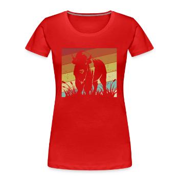 Retro Buffalo Bovinae Amerikanischer Bison Liebhaber Bison - Frauen Premium Bio T-Shirt - Rot - Vorne - Mia (176cm)