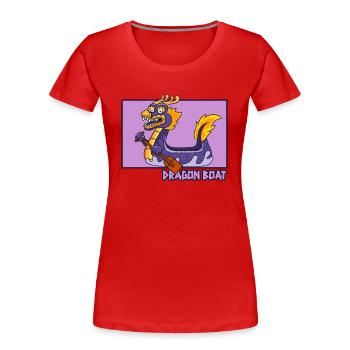 Drachenboot Doodle Chinesisches Hanzi Trommler-Team - Frauen Premium Bio T-Shirt - Rot - Vorne - Mia (176cm)