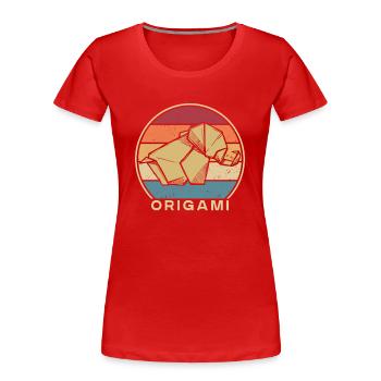 Retro Papierkranich Falten Eule Meister Origami - Frauen Premium Bio T-Shirt - Rot - Vorne - Mia (176cm)