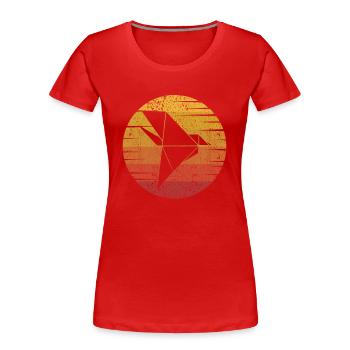 Retro Eule Papierkranich Falten Meister Origami - Frauen Premium Bio T-Shirt - Rot - Vorne - Mia (176cm)