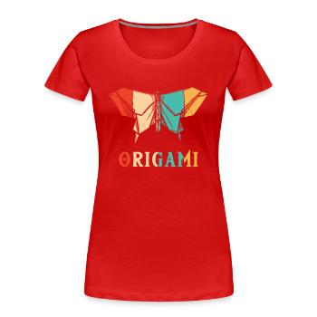 Retro Falten Eule Papier Kranich Meister Origami - Frauen Premium Bio T-Shirt - Rot - Vorne - Mia (176cm)